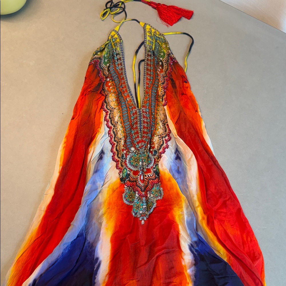 Shahida Parides Vibrant Orange and Blue 3 way/convertible maxi dress - Picture 2 of 4